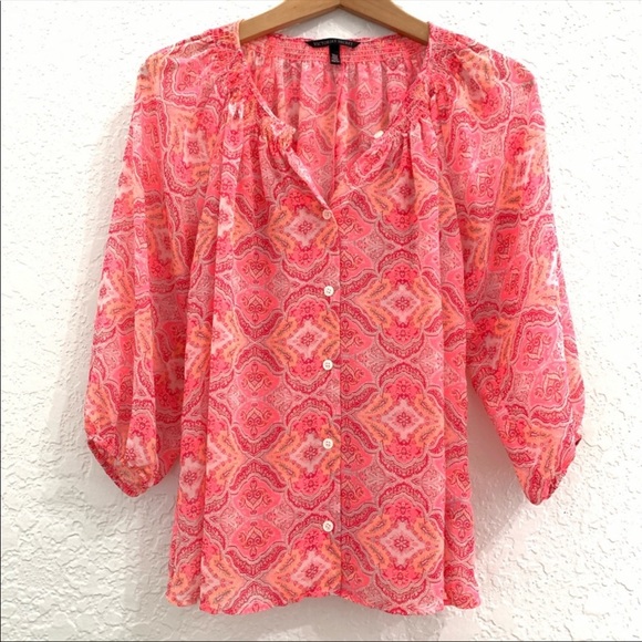Victoria's Secret Tops Victorias Secret Sheer Fluorescent Peasant Blouse Poshmark